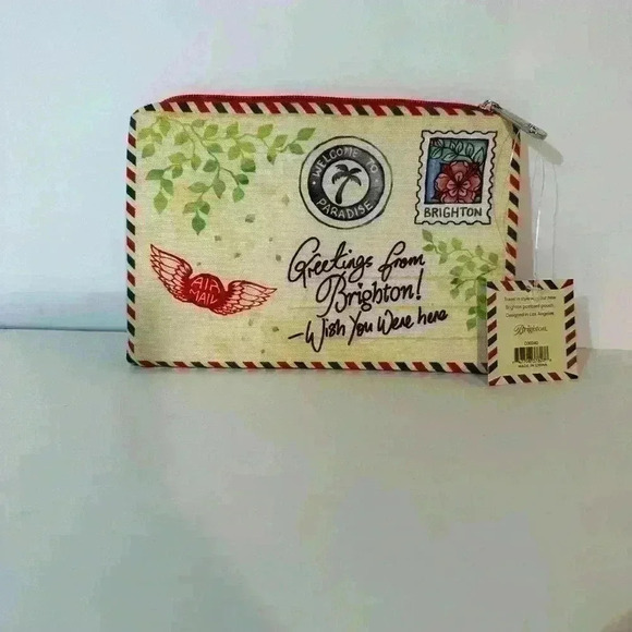 NWT Brighton First Class Airmail BRIGHTON!!! Multicolor Postcard Travel Pouch - Picture 2 of 7